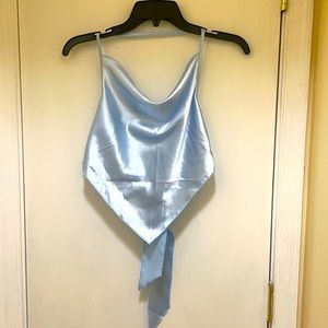 Light blue satin bandanna top